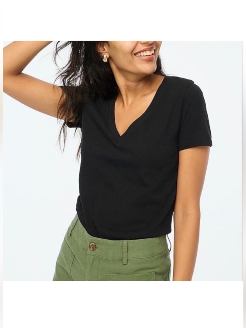 J Crew Top 2X Vintage Slub Cotton Black